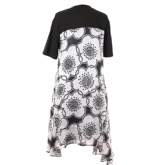 Clu Contrast Panels Asymmetric Floral Midi Dress black & white Dress - Size 1X - Picture 12 of 13